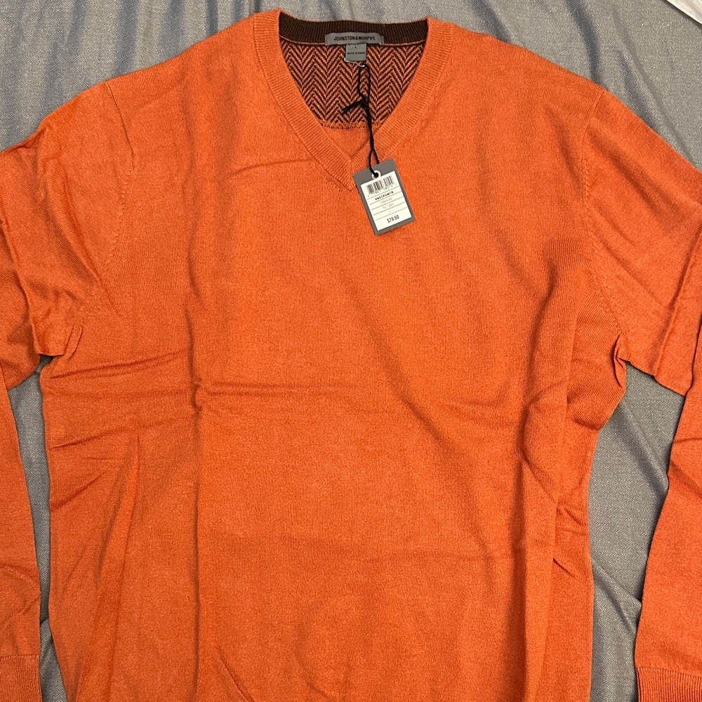 Johnston & Murphy Orange V-Neck Sweater